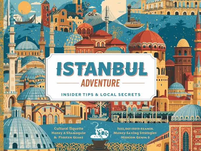Tourist exploring Istanbul with guidebook and map, discovering hidden local gems and cultural sites